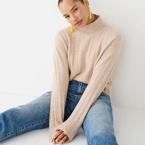 J Crew Size Small Ribbed mockneck sweater in Supersoft‎ yarn Womens Camel